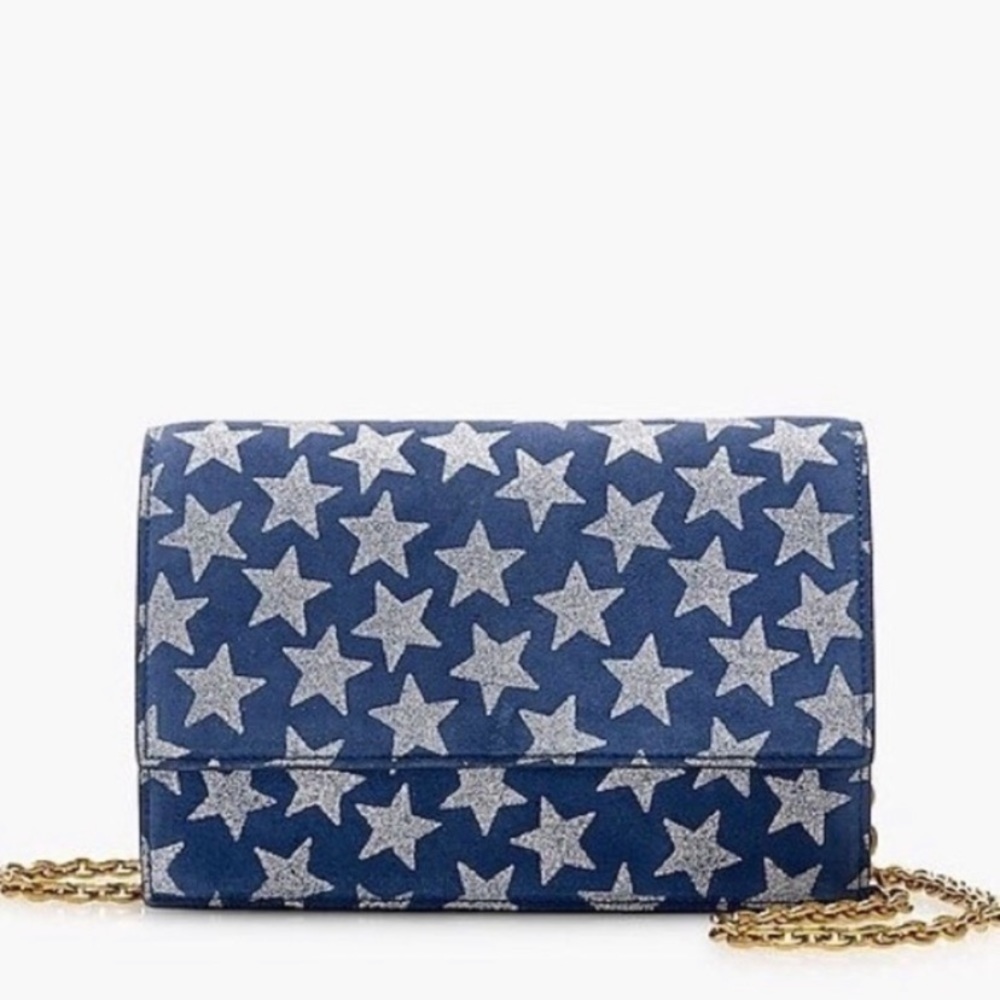J. Crew Silver Stars Americana Harrison Convertible Clutch